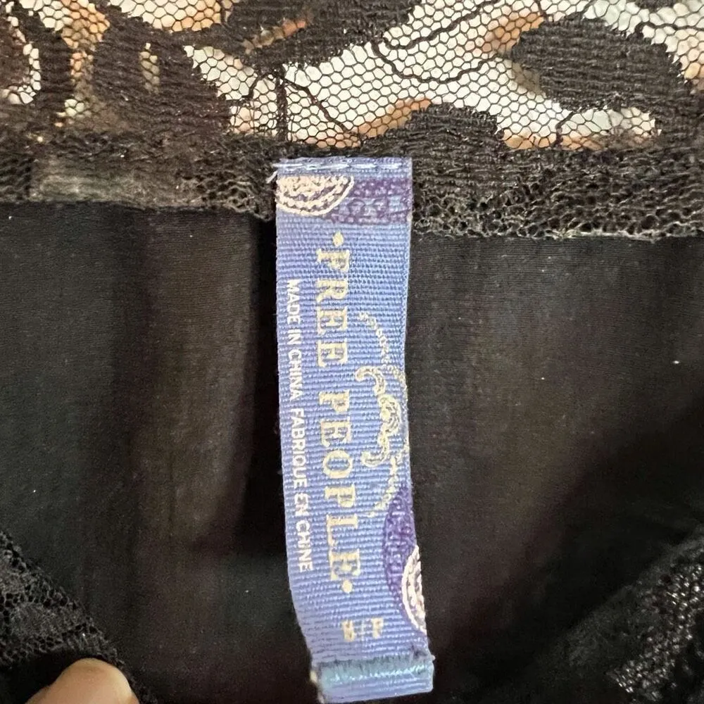 Free‎ People Womens Black Lace High Neck Mini Dress Size Small Whimsigoth Witchy - Image 3