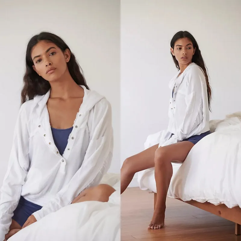 Free People Movement Windy Meadow Hoodie White S/P Fall Winter Cozy Lounge‎ - Image 2