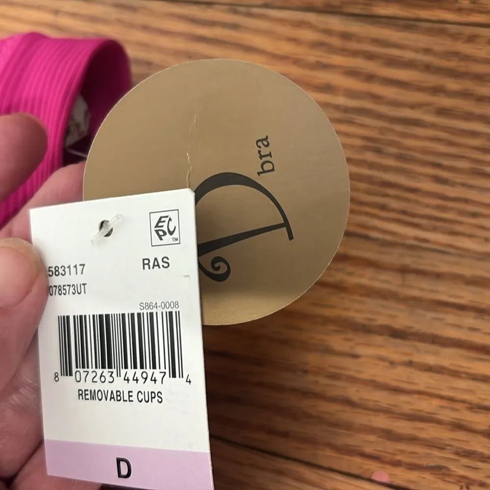 Becca by Rebecca Virtue L2052 Raspberry Ribbed Halter Bikini Top size D cup NWT - Image 4