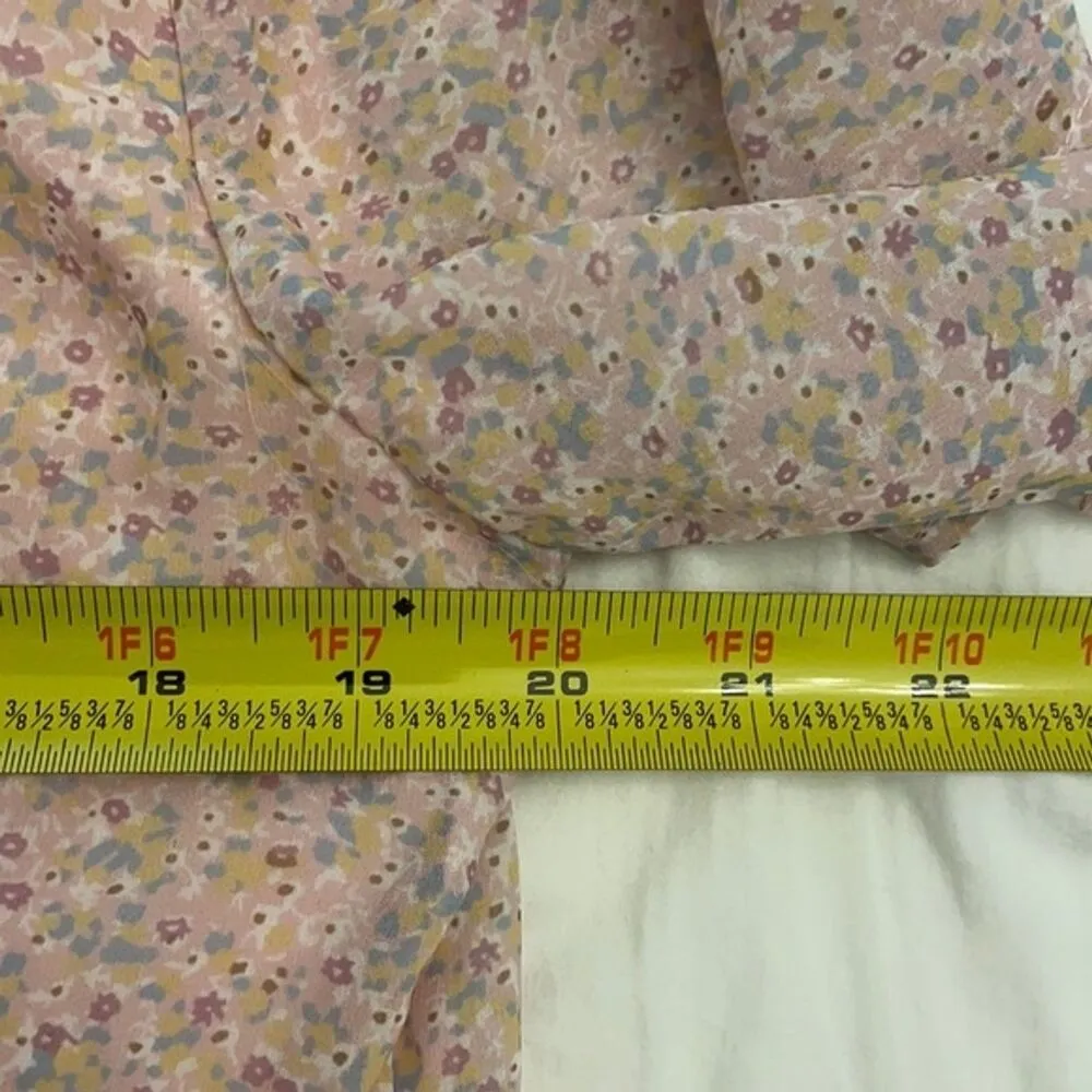 Orange Creek Pink Floral Oversized Tiered Peasant Blouse Womens Size Medium - Image 4