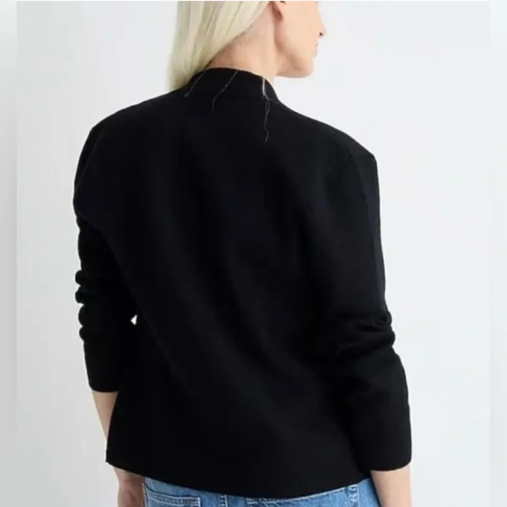 J Crew Collarless Cropped Sweater Blazer in Black Size Medium - Image 8