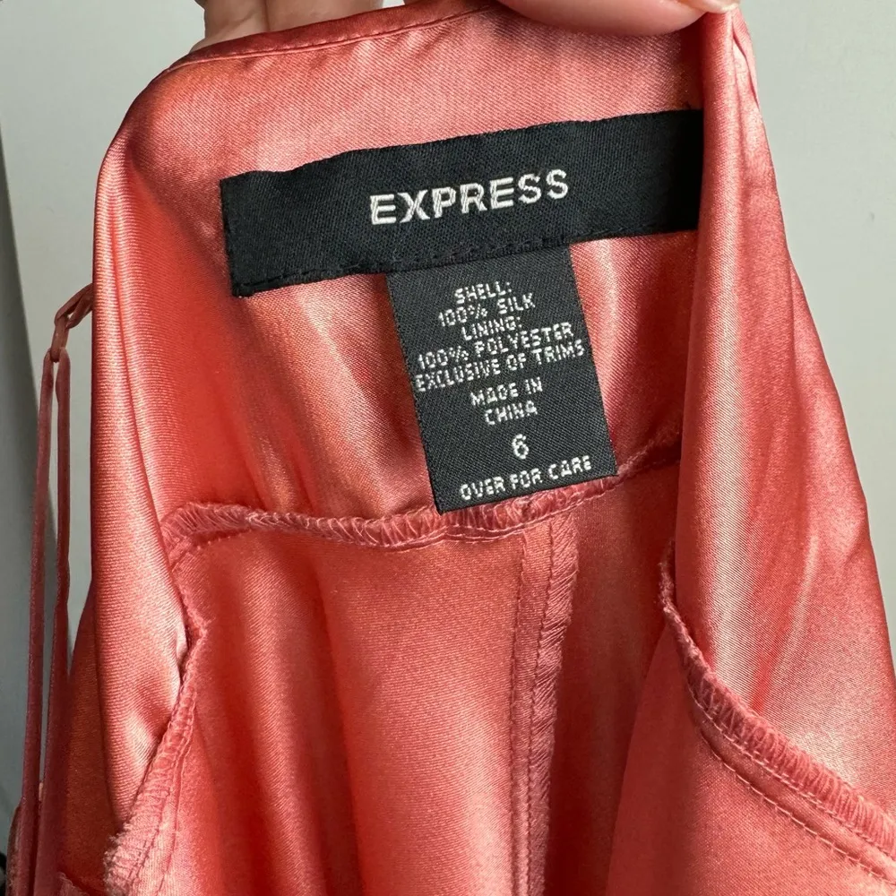 Vintage Y2K Express Sz 6 Pink Silk Ombre Slip Dress Asymmetrical Chiffon - Image 16