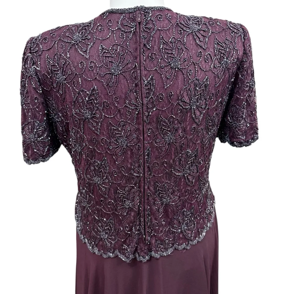 Vintage Brilliante by J.A. Plum Beaded Lace Formal Dress Size XXL Purple - Image 8
