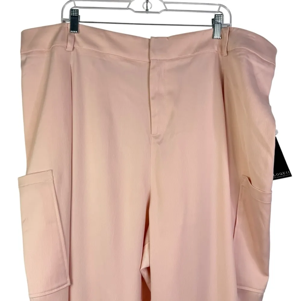 NWT ELOQUII Satin Trousers Oversized Pockets Cargo Straight Leg Plus Size 24 New - Image 4