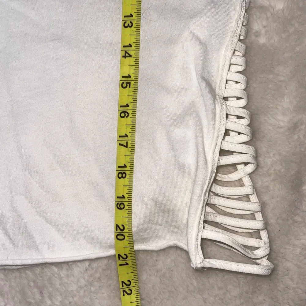 White Caged Side Cotton Tank Top - Image 8