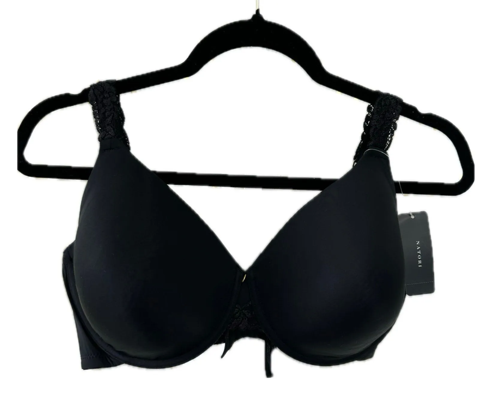 NWT Natori 736037 Black Lace Trim Adjustable Straps Full Coverage Bra 36DDD - Image 1