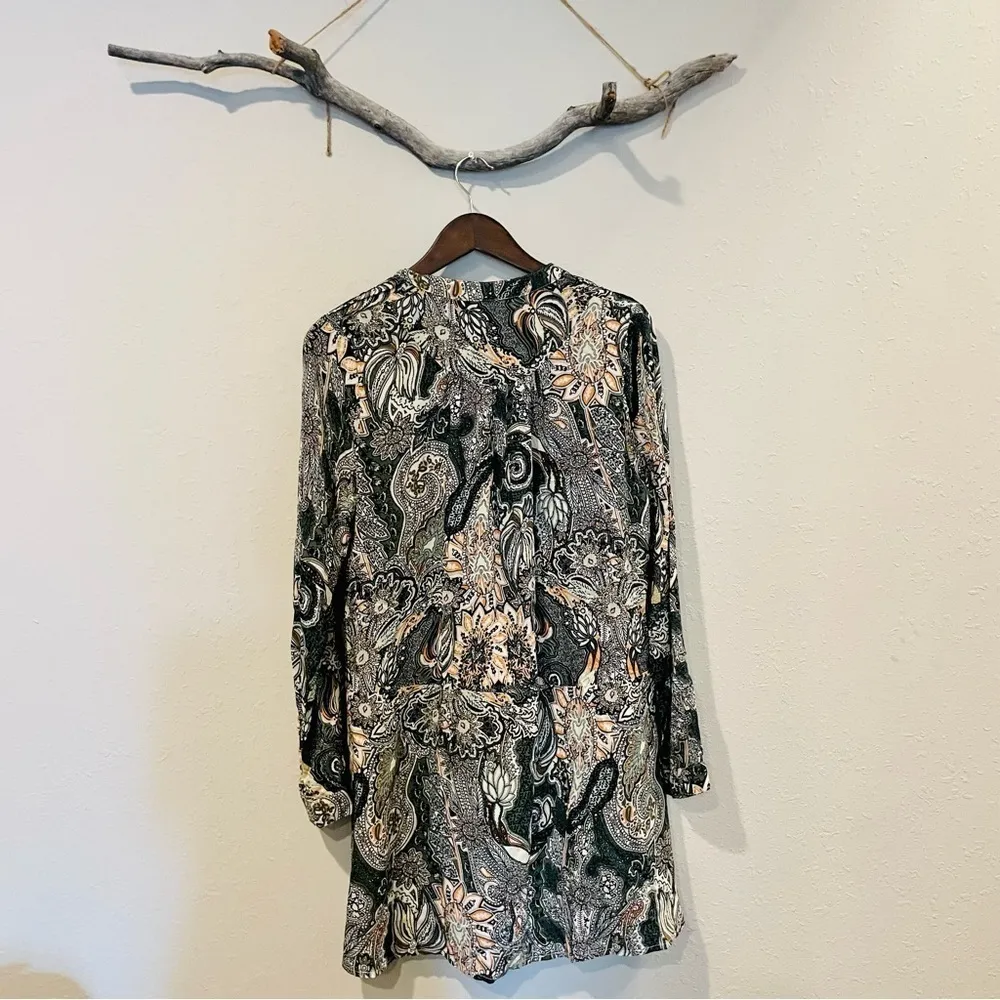 Umgee Green Paisley Floral Drop Waist Dress - Image 3