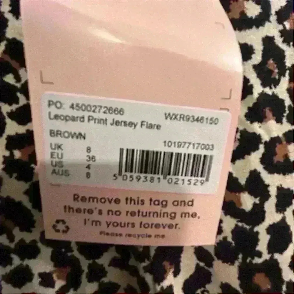 Missguided Women's Size 4 Brown Leopard Print Jersey Flare Pants Casual - Image 6