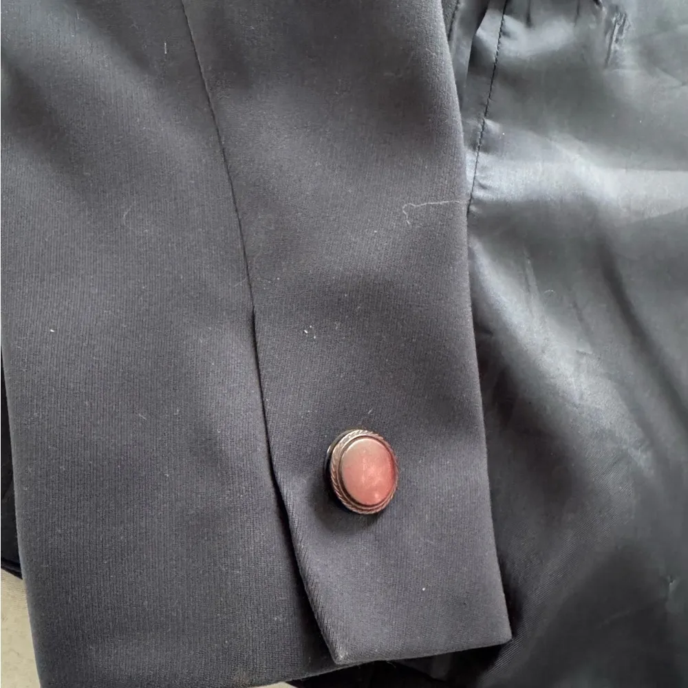 Kasper for ASL navy blue knee length Skirt Suit, size 6 collar details office Black - Image 12