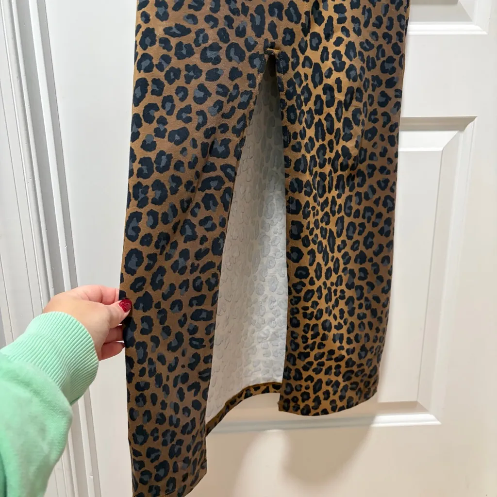 Adidas Originals Leopard V-Neck Maxi Dress NWT size XS 3 Stripes Short Sleeve - Image 12