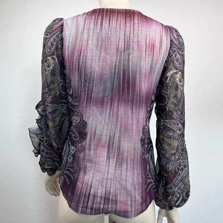 One World‎ Paisley Ruffle Sleeved Knit Top - Image 3