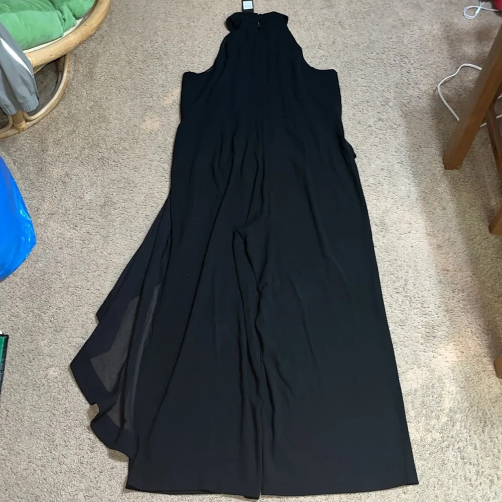 City Chic Mika Halter Jumpsuit Sheer Asymmetrical Ruffle‎ Overlay Wide Leg 20 - Image 9