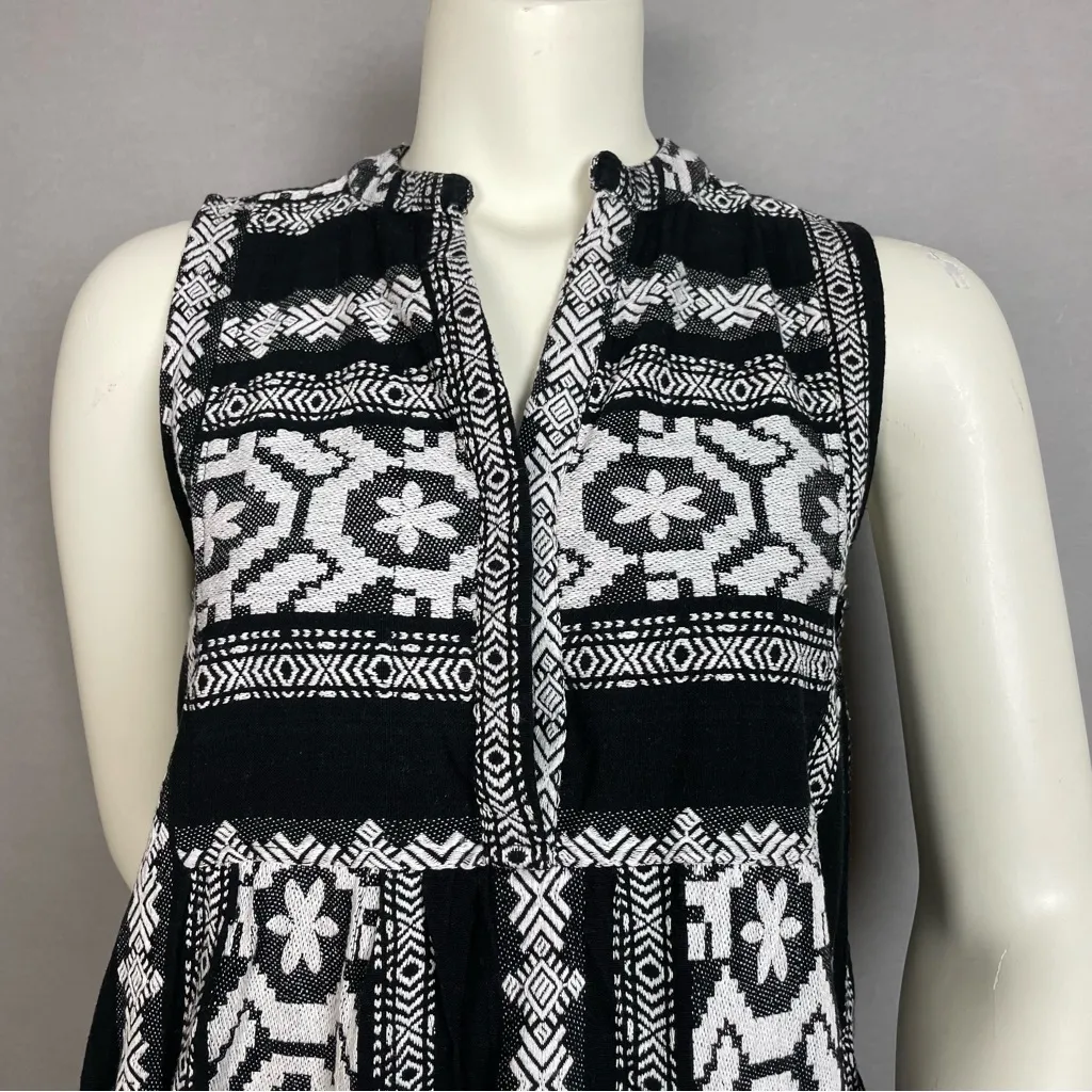 Elan Dress Cover-Up Woven Design Black White NO TIES Sleeveless Women Small Boho - Image 17