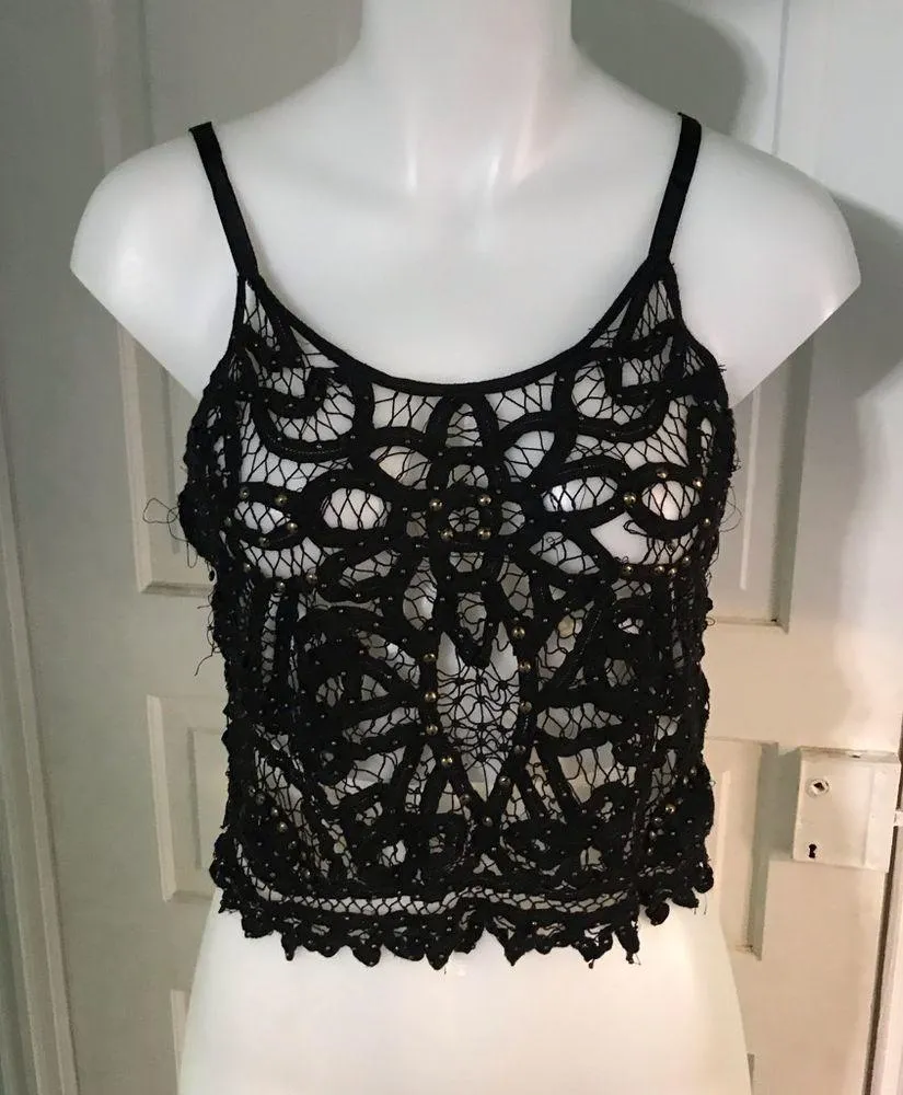 Free People Lace & Beaded Tank SzM - Image 2