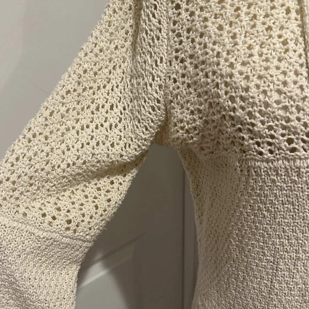 Women's Cream Open-Front Sweater - Image 3