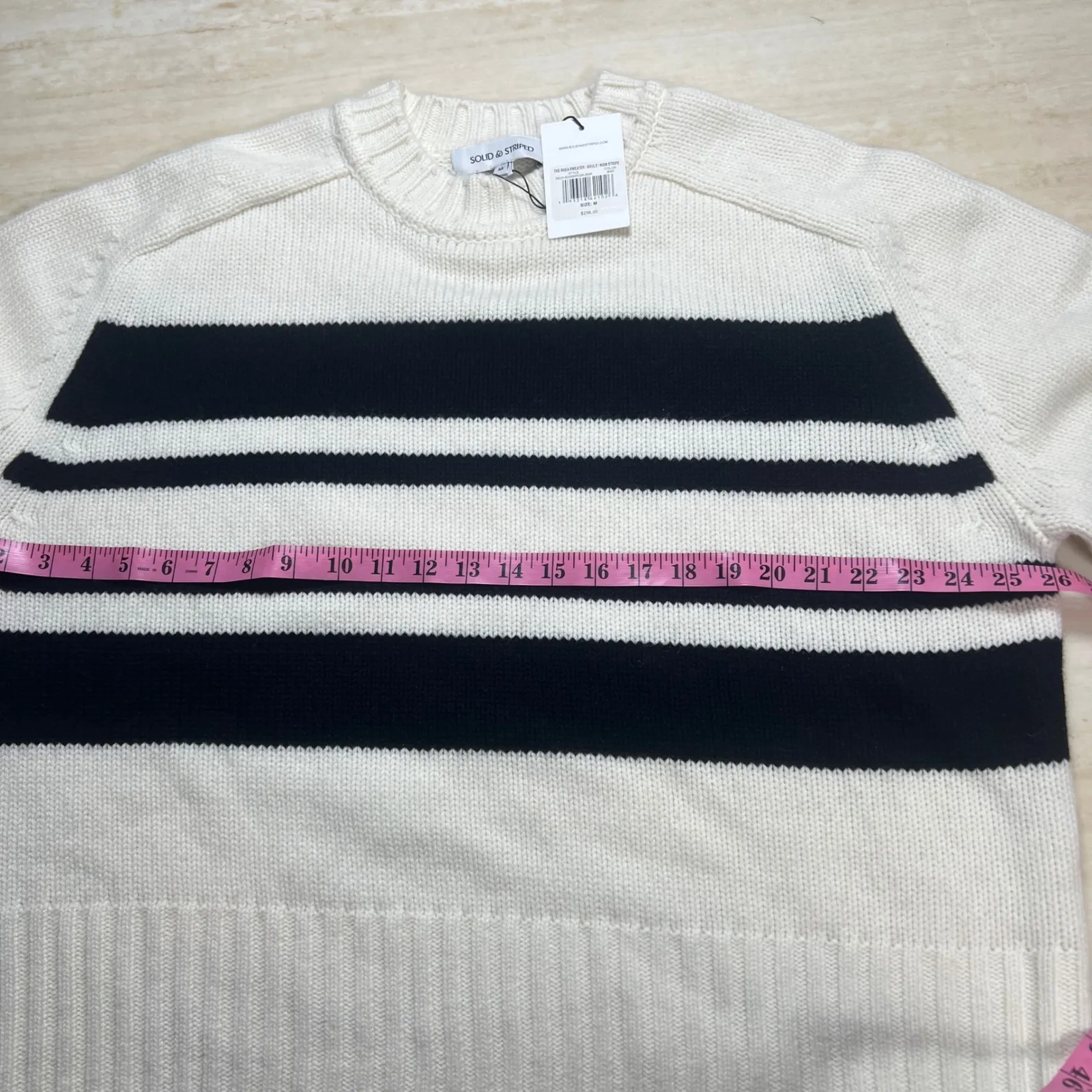 Solid & Striped Rhea Sweater Womens M Brule Noir Striped Wool Cashmere Blend - Image 7