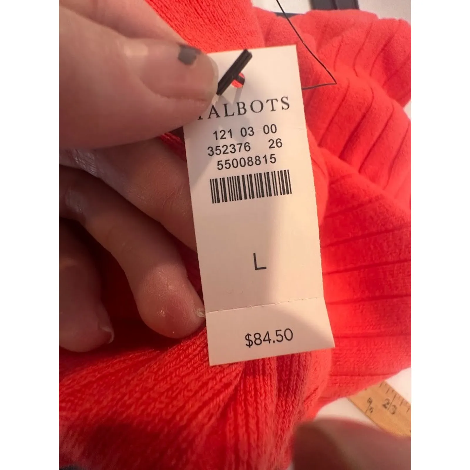 Talbots Ribbed Long Sleeve Button Turtleneck Sweater Size Large Coral Preppy - Image 6