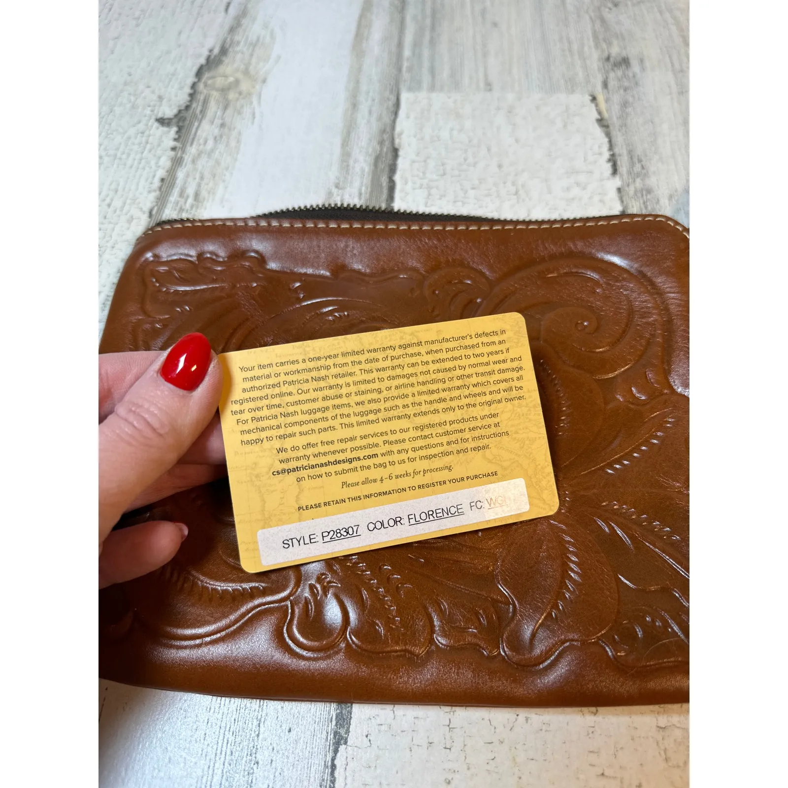 NWT Patricia Nash Florence Brown Embossed Leather Wristlet Pouch P28307 - Image 8