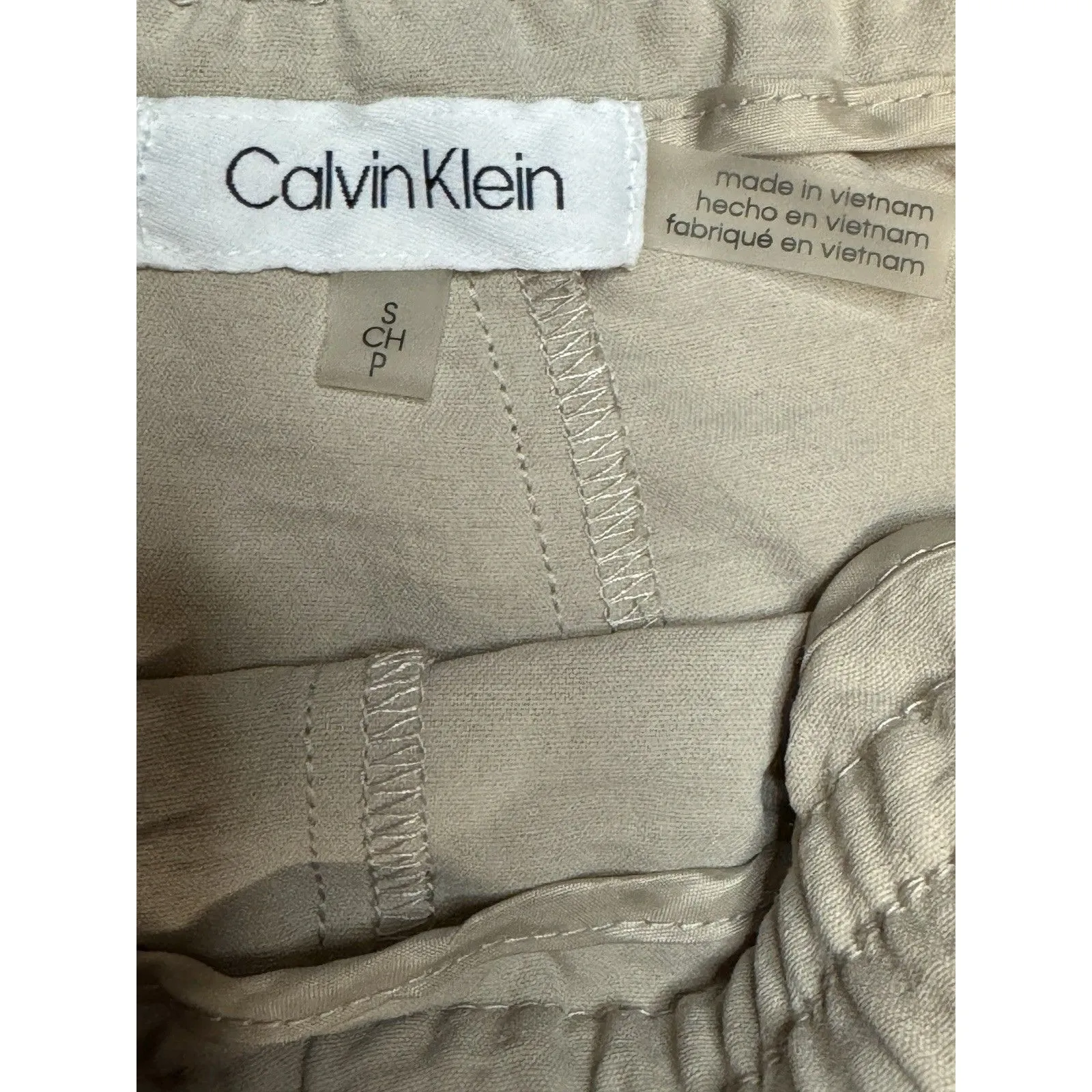 Calvin Klein Women’s Tan Elastic Drawstring Culottes Wide Leg Size Small Hipster - Image 6