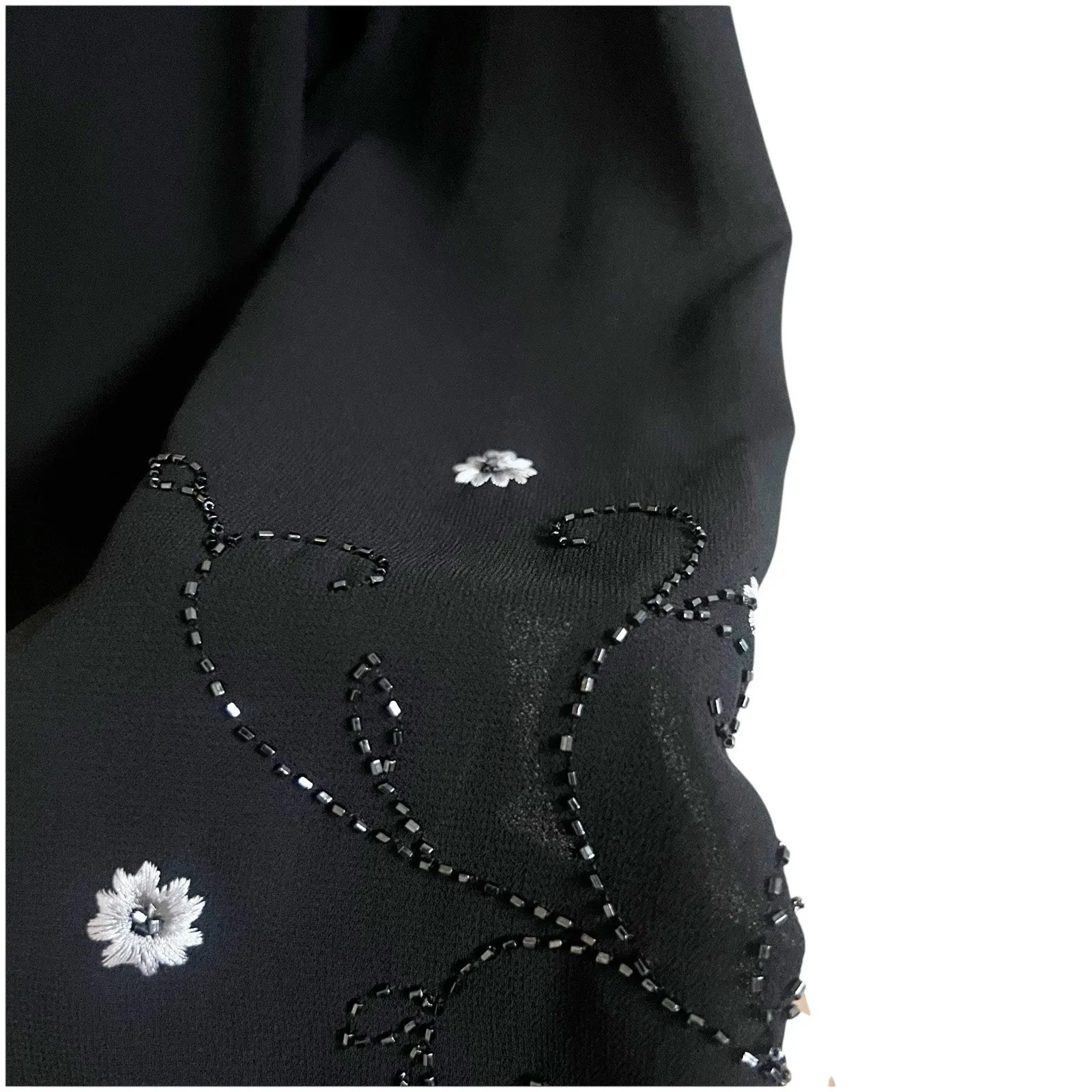 Adriana Papell Cowl Neck Evening Essentials Top Size 3X Beaded Sleeve Black - Image 7