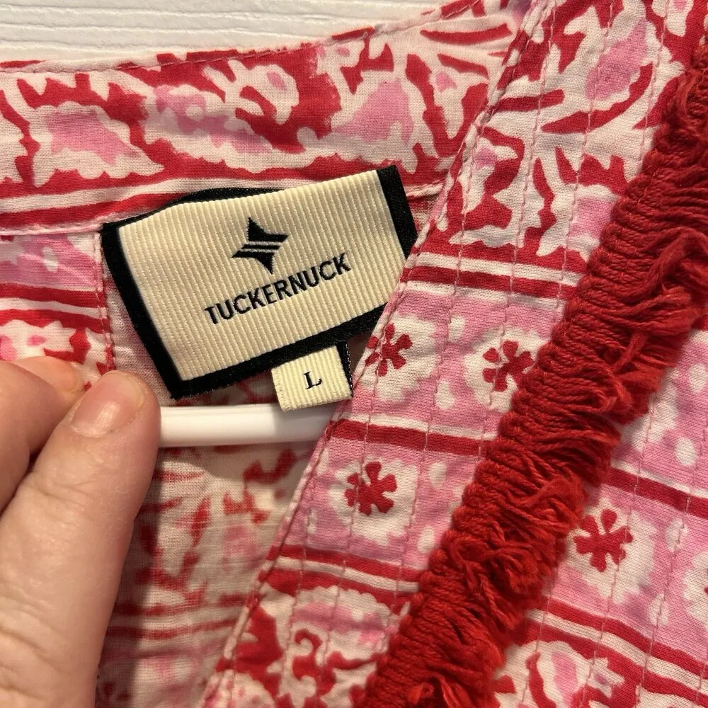 Tuckernuck Catalans Heat Wave Dress Cover Up Women’s‎ Size Large Red Pink Resort - Image 2