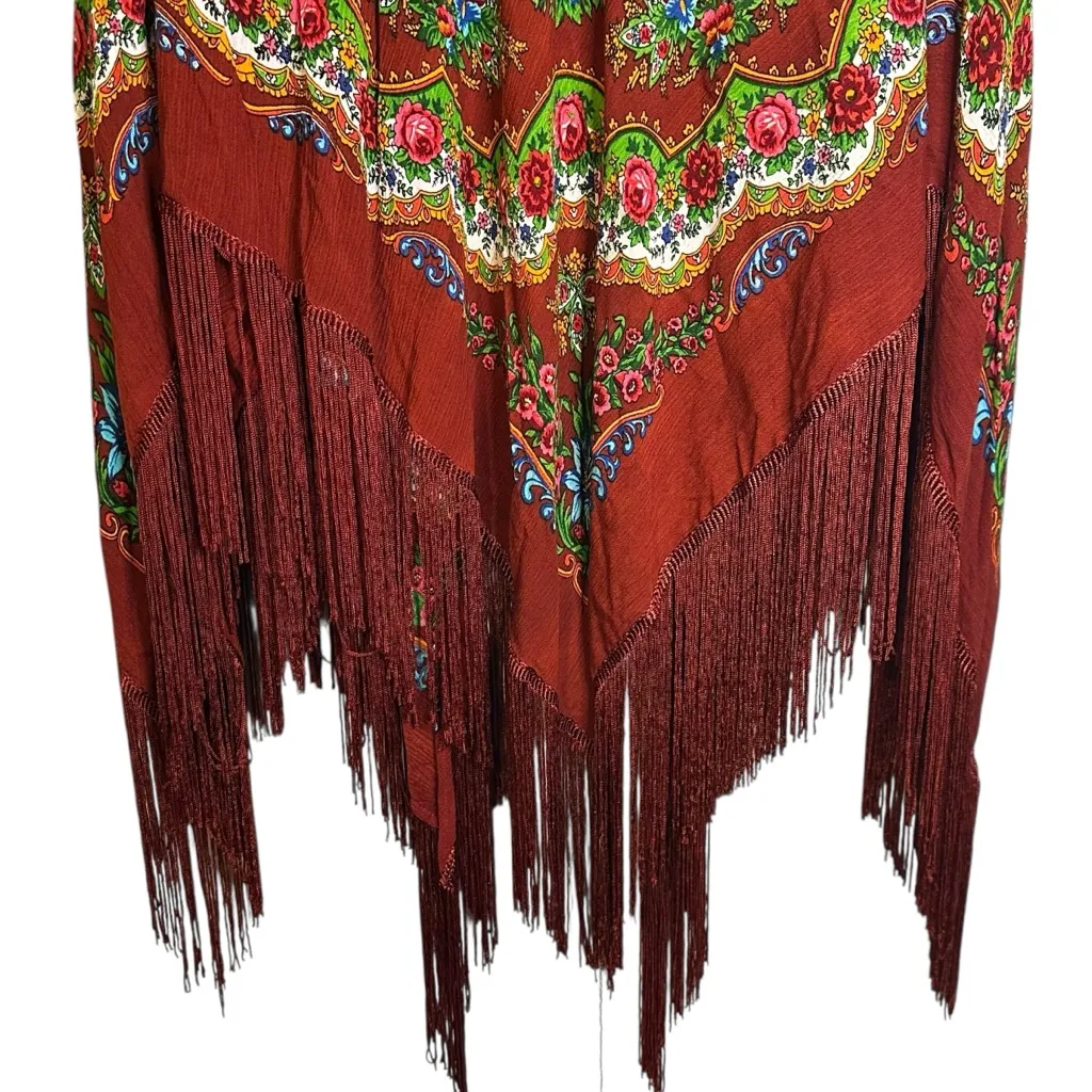 Free People Harvest Moon Butterfly‎ Floral Kimono Fringed Boho Folk Art One Size - Image 10