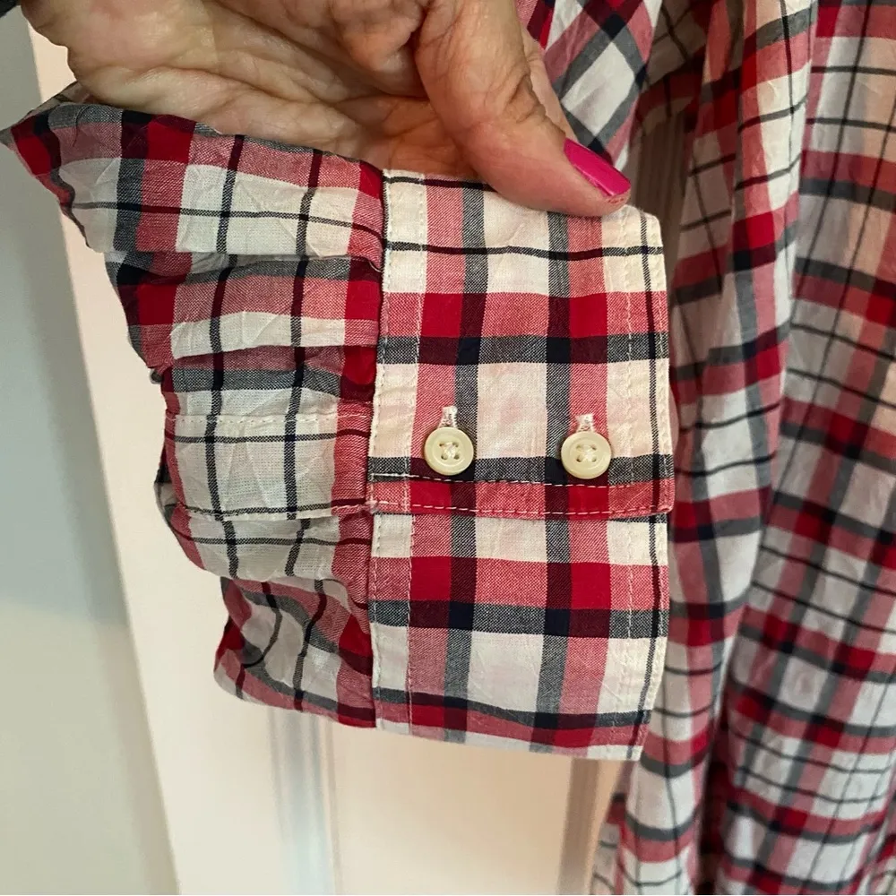 Banana Republic Womens 3/4 Length Sleeve Plaid Button Down Shirt Size Large - Image 14