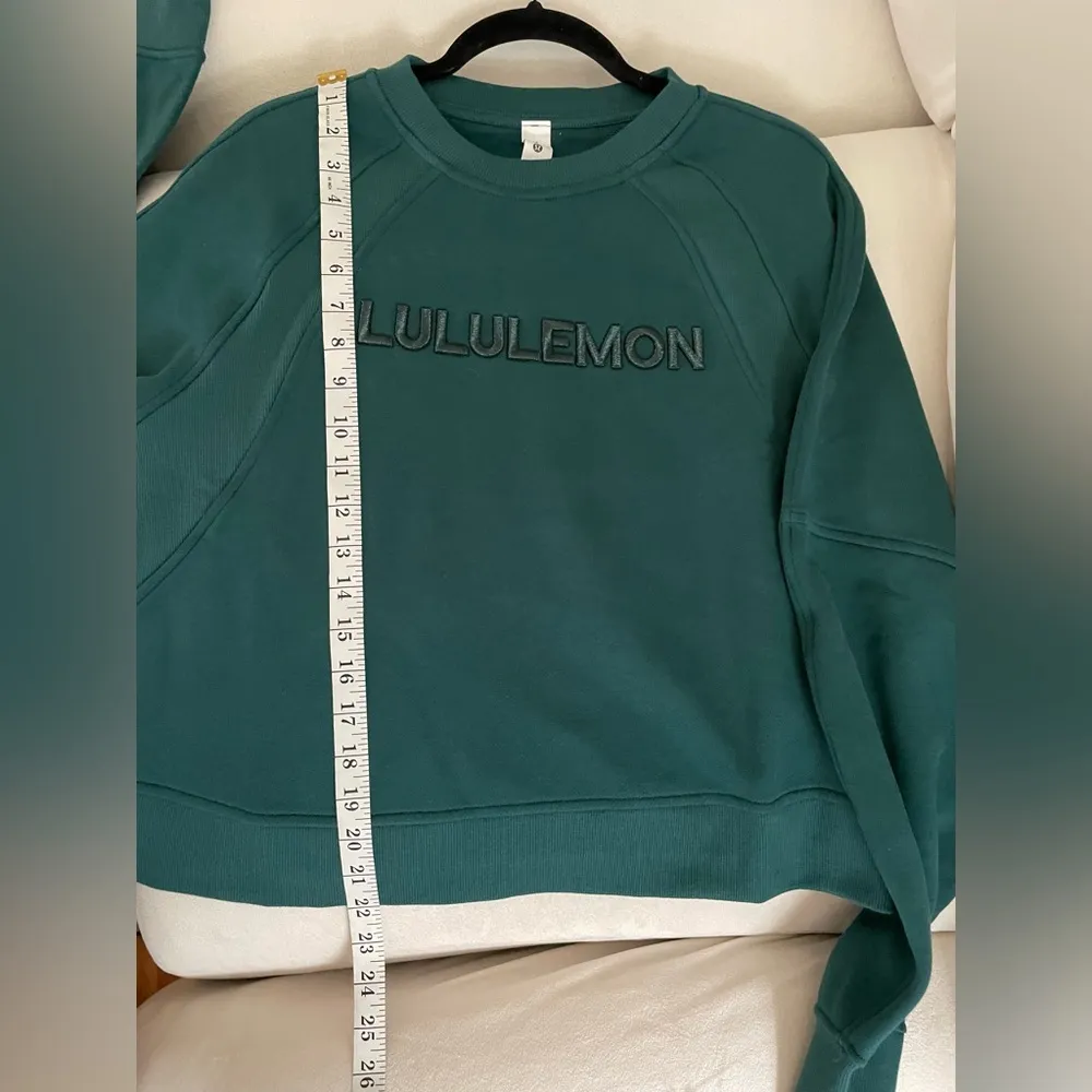 Lululemon NWT  Scuba Oversized Pullover Wordmark Storm Teal Sweatshirt Size M L - Image 10