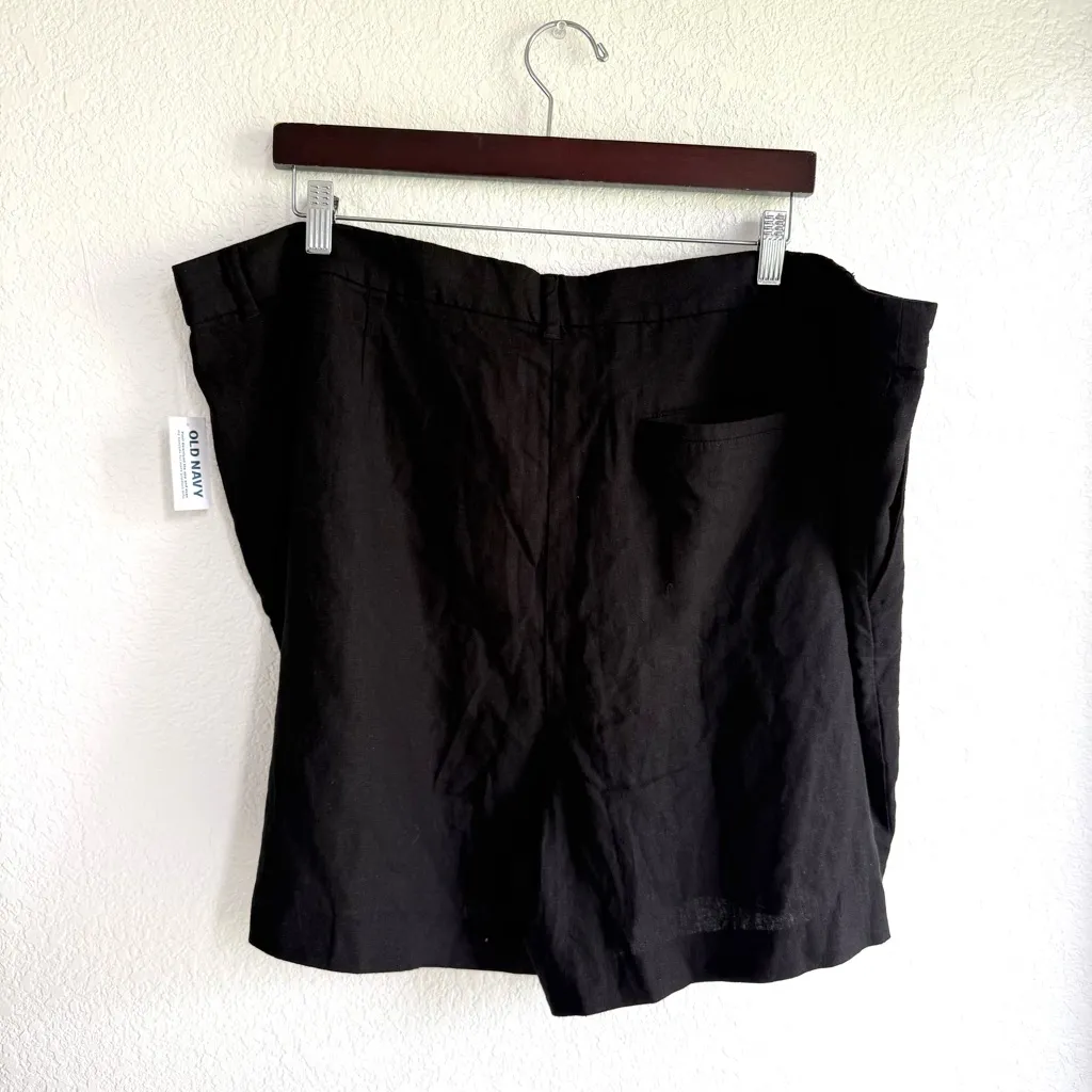 NWT Old Navy Womens Shorts Black Extra High Rise Adjustable Waist Linen Size XXL - Image 2