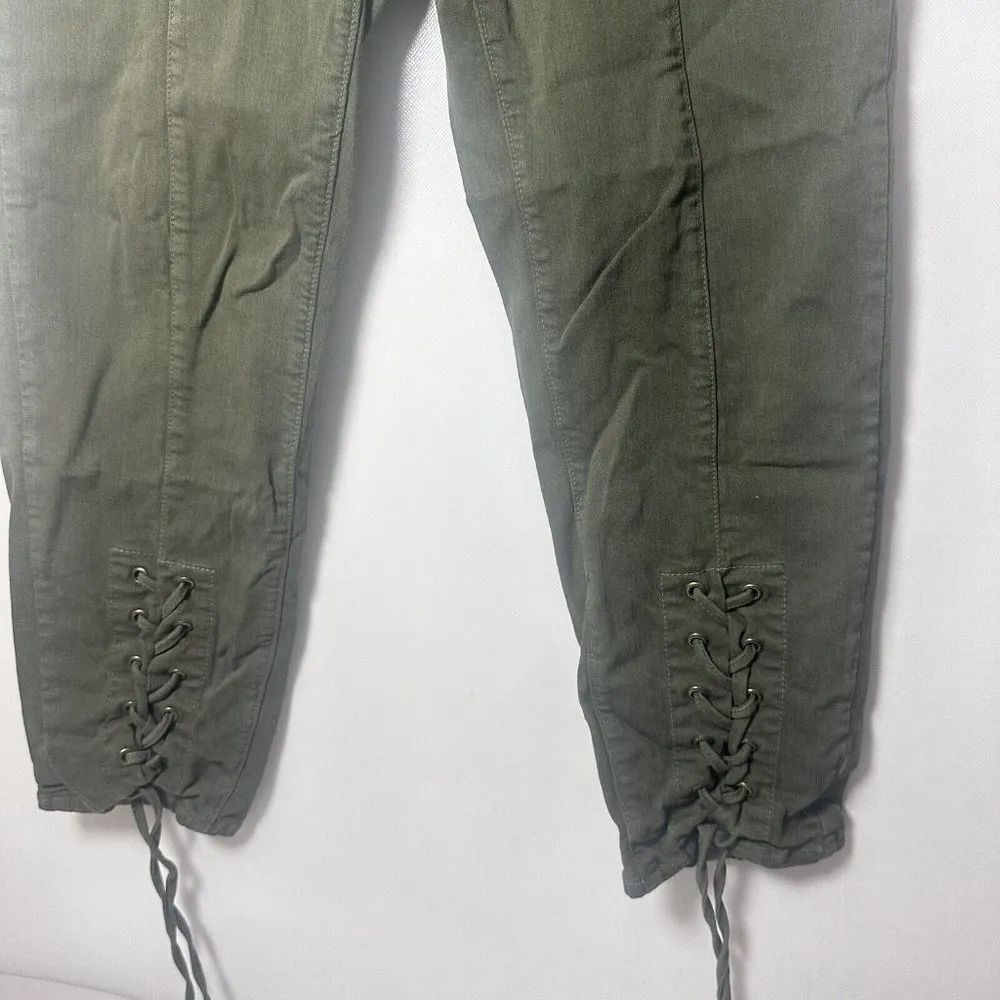 Vince Camuto Pants Womens Moto Lace Up Cuff Skinny Ankle Stretch Green Size 12 - Image 6