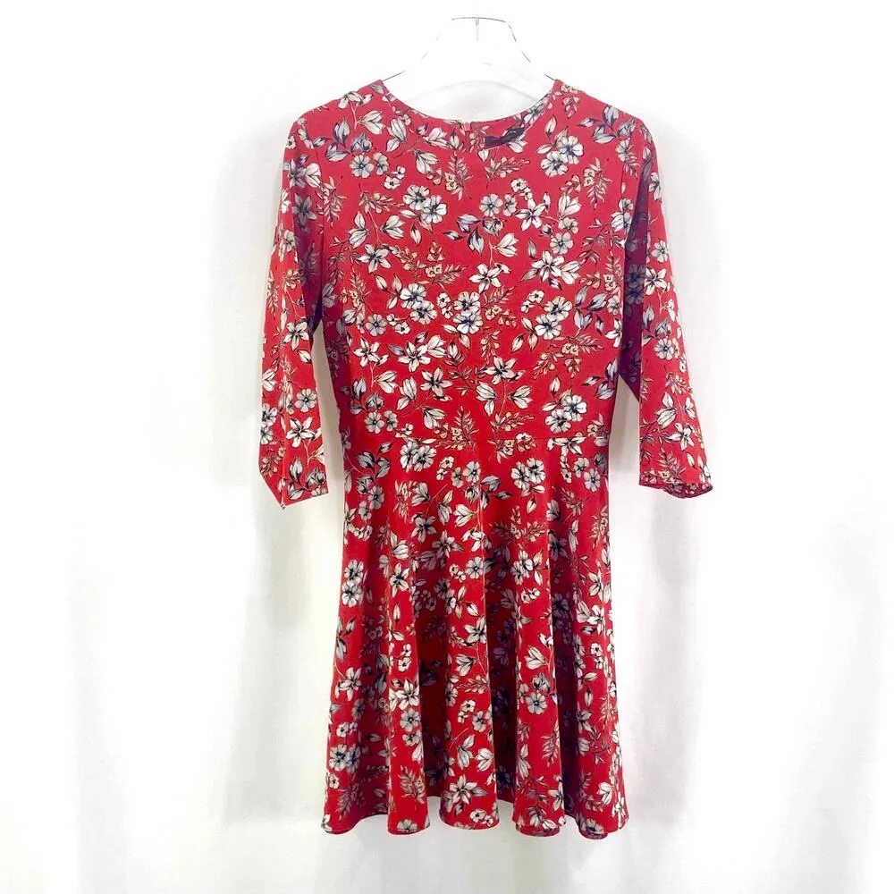 NEW LOOK ASOS Red Floral Knee Length Casual Dress - Image 11