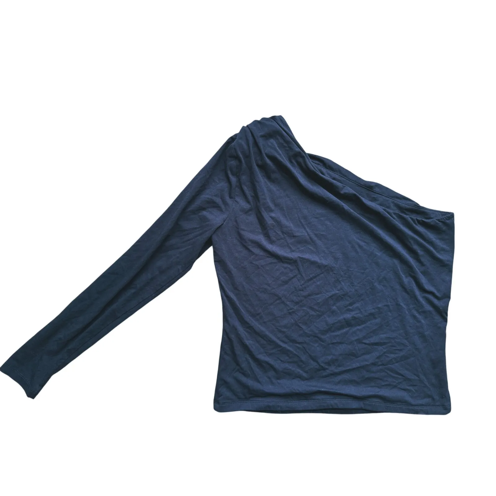 Abercrombie Y2K Asymmetric Sleeve Shoulder Rose Top Large Black Retro Whimsigoth - Image 4