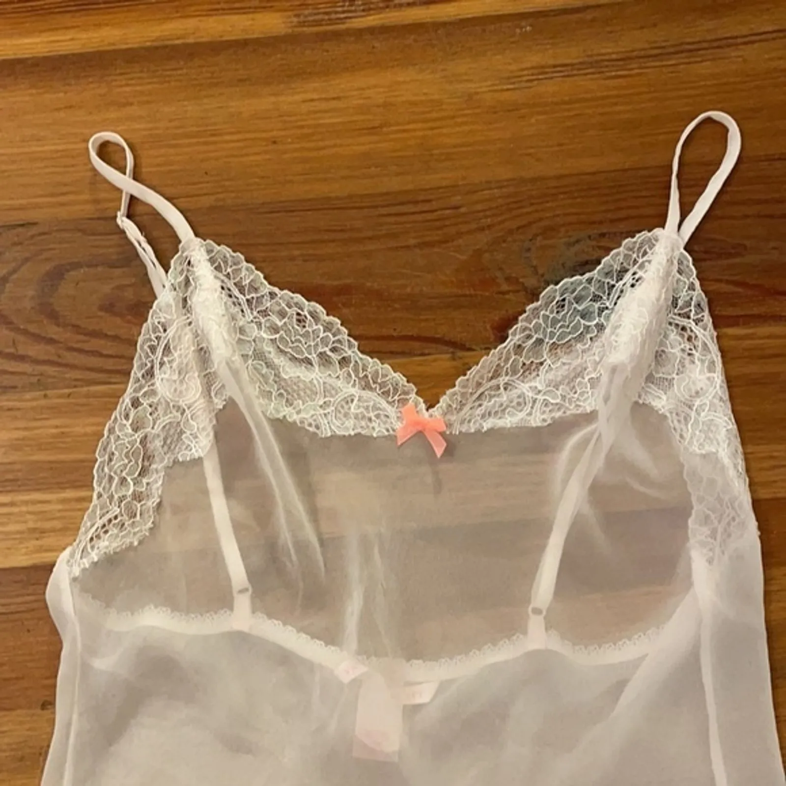 Victoria's Secret Pale Pink Négligée Lace Trim Womens Size Small Sheer - Image 4