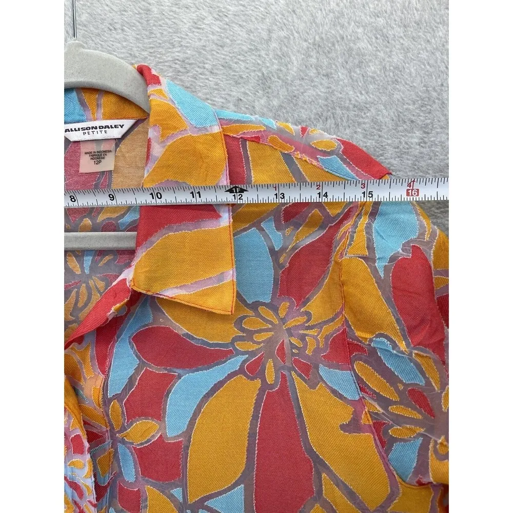 Allison Daley Women's Button Down Shirt Short Sleeve Orange Size 12 Petite - Image 6