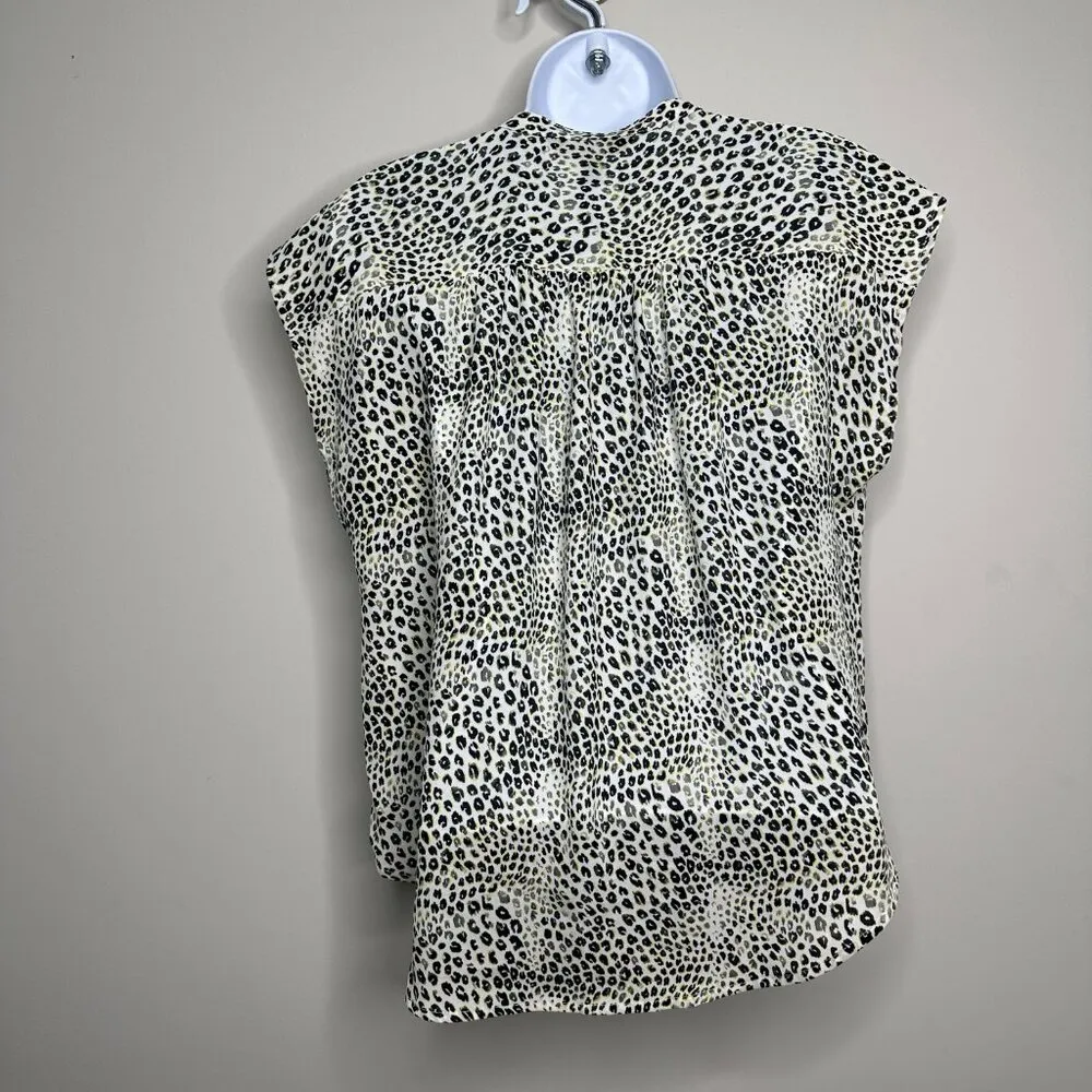 Banana Republic Multicolor Leopard Short Sleeve Blouse Women's XS - Image 3