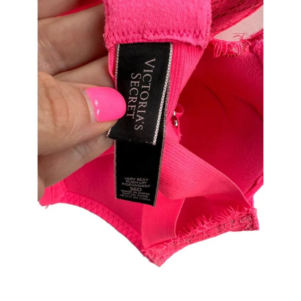 Victoria's Secret Hot Pink Strappy Very Sexy Push-Up Bra Women's 36D - Image 11