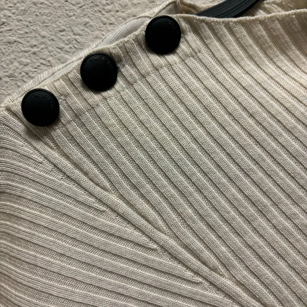 Rag & Bone Reanna Draped  Asymmetrical Ribbed Wool Poncho Sweater Size XS Ivory - Image 7