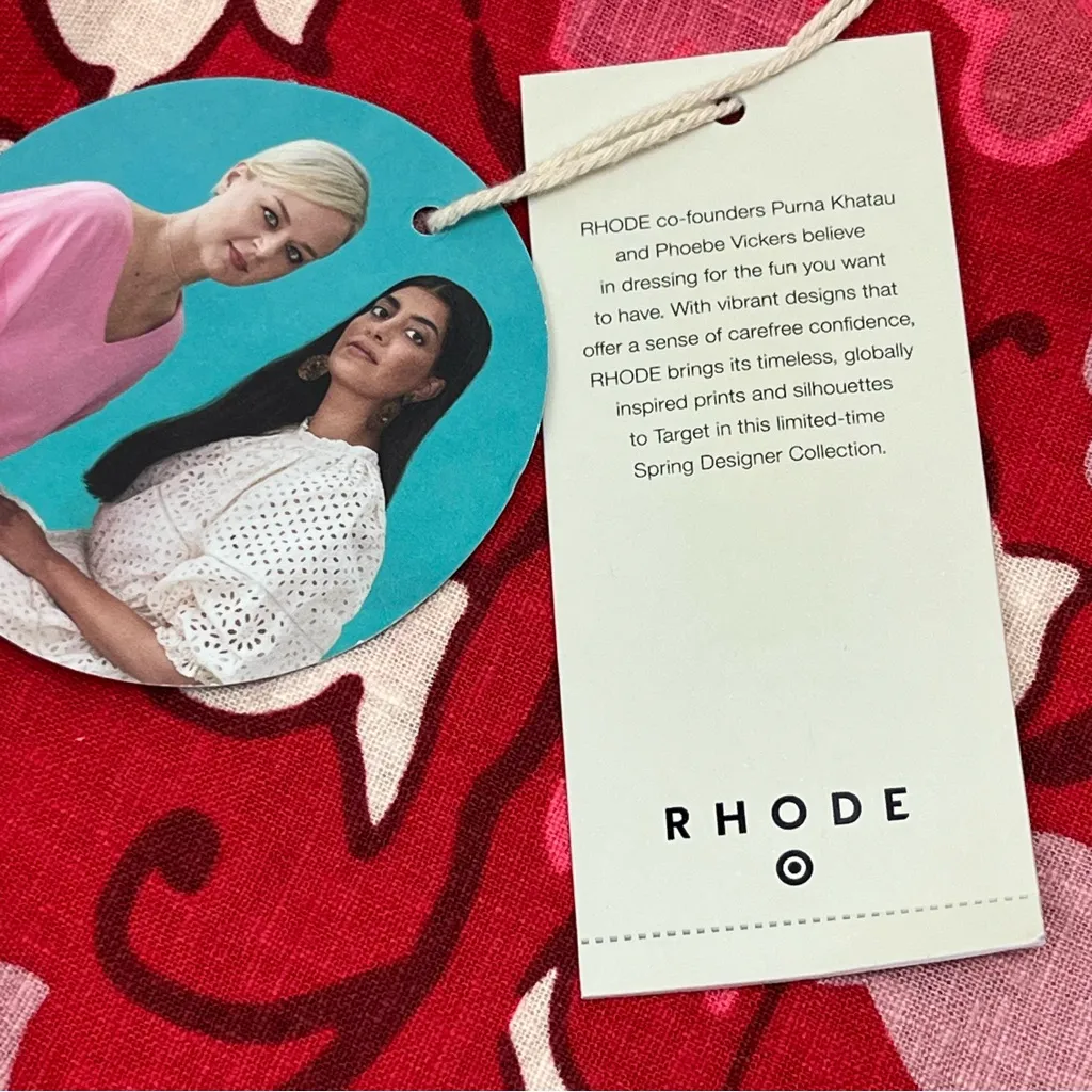 Rhode x Target Midi Red Floral Linen Blend Bell Sleeve Dress‎ Size 16 Summer NEW - Image 5