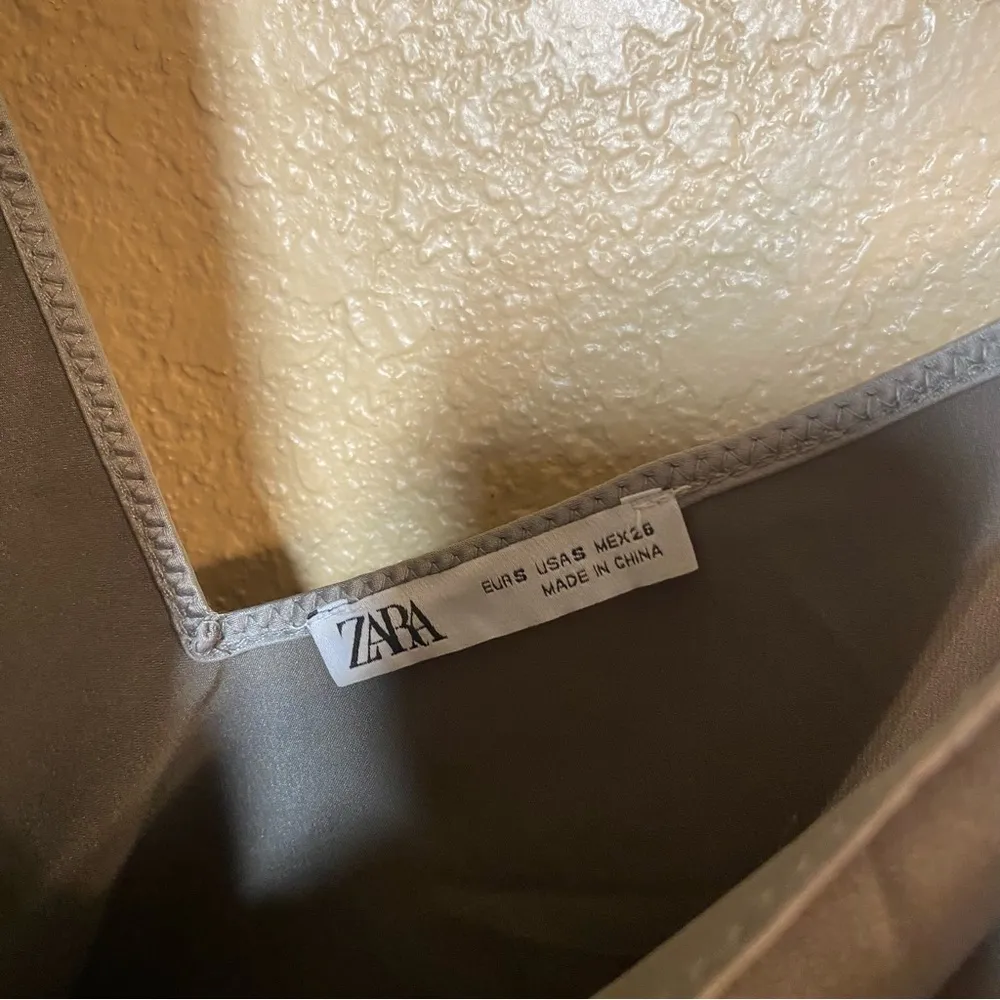 Zara Silky Silver V-neck Tank Size Small - Image 2