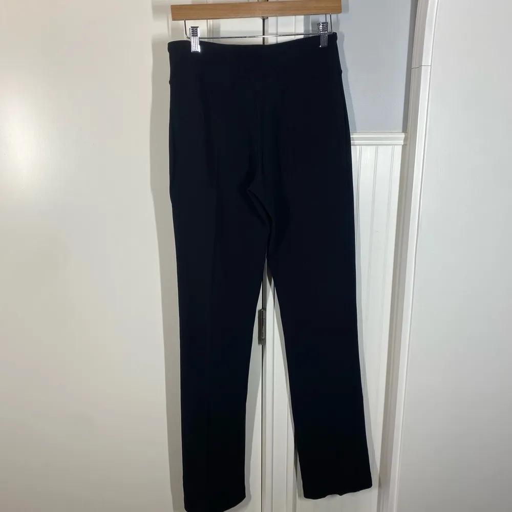 BOSTON PROPER black ponte knit high rise pull on wide leg pants size medium LONG - Image 4