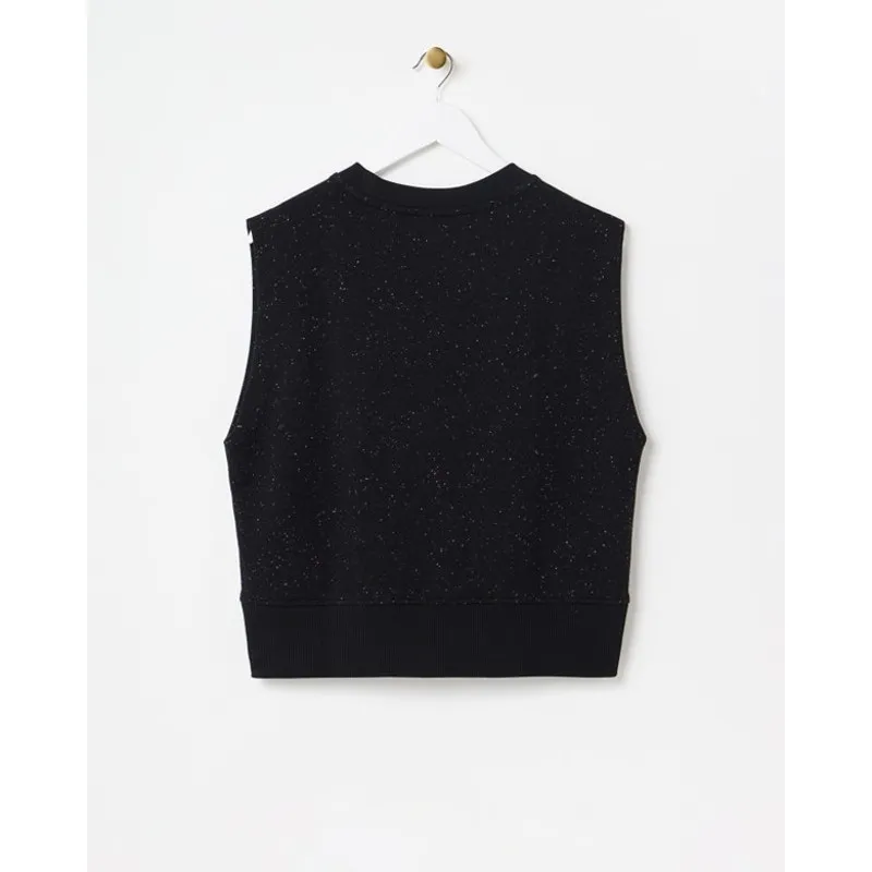 Olivar Bonas Black Speckled Sleeveless Sweatshirt Vest Size 12 - Image 2