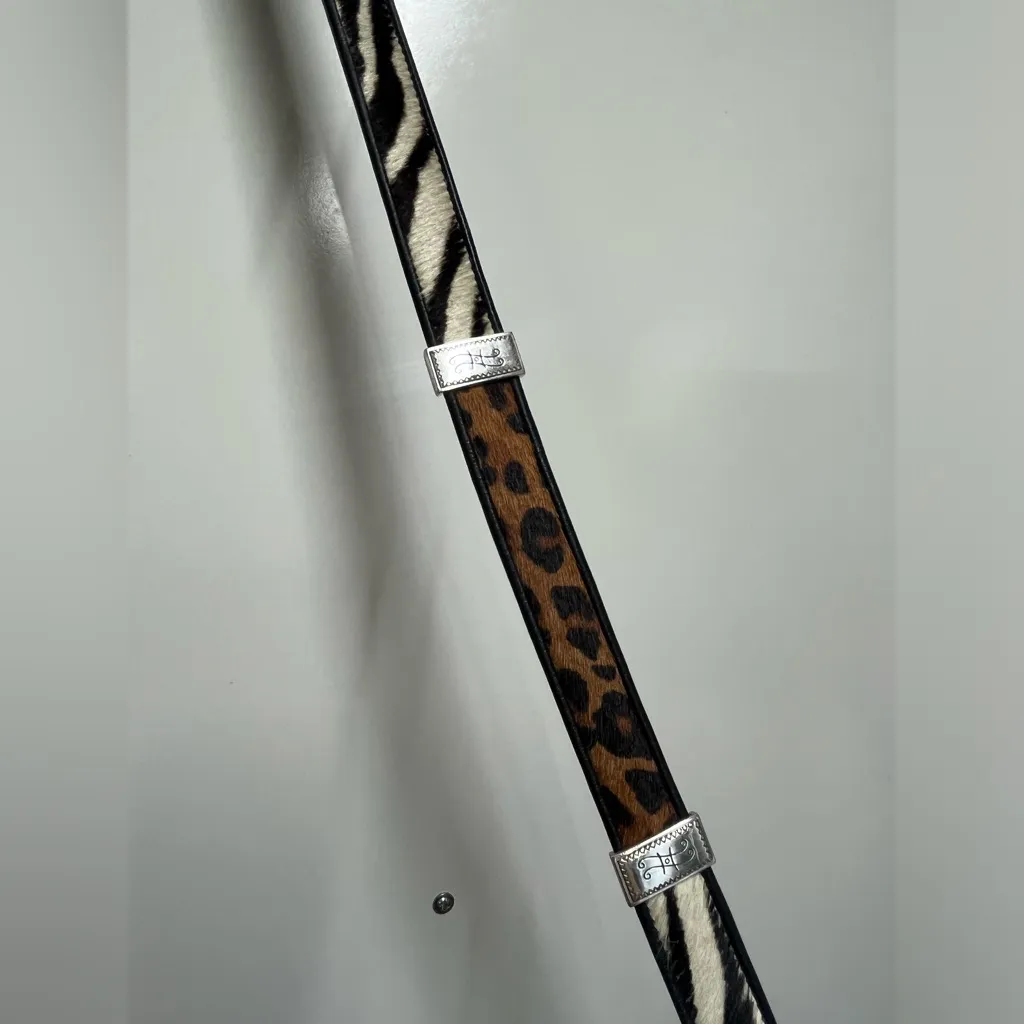BRIGHTON LEATHER ANIMAL PRINT COW HAIR SILVER BUCKLE BELT SIZE 32 - Image 7