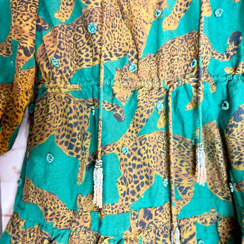 FARM Rio Green and Yellow Leopard Print Mini Dress - Image 2