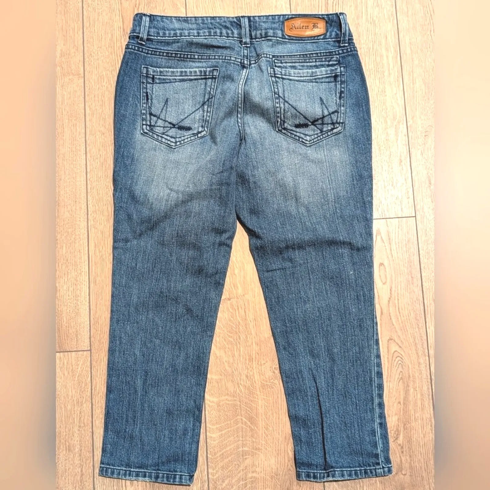 Allen B Schwartz Capri Denim Jeans Womens 8 BLING Rhinestones Crystals Blue - Image 4