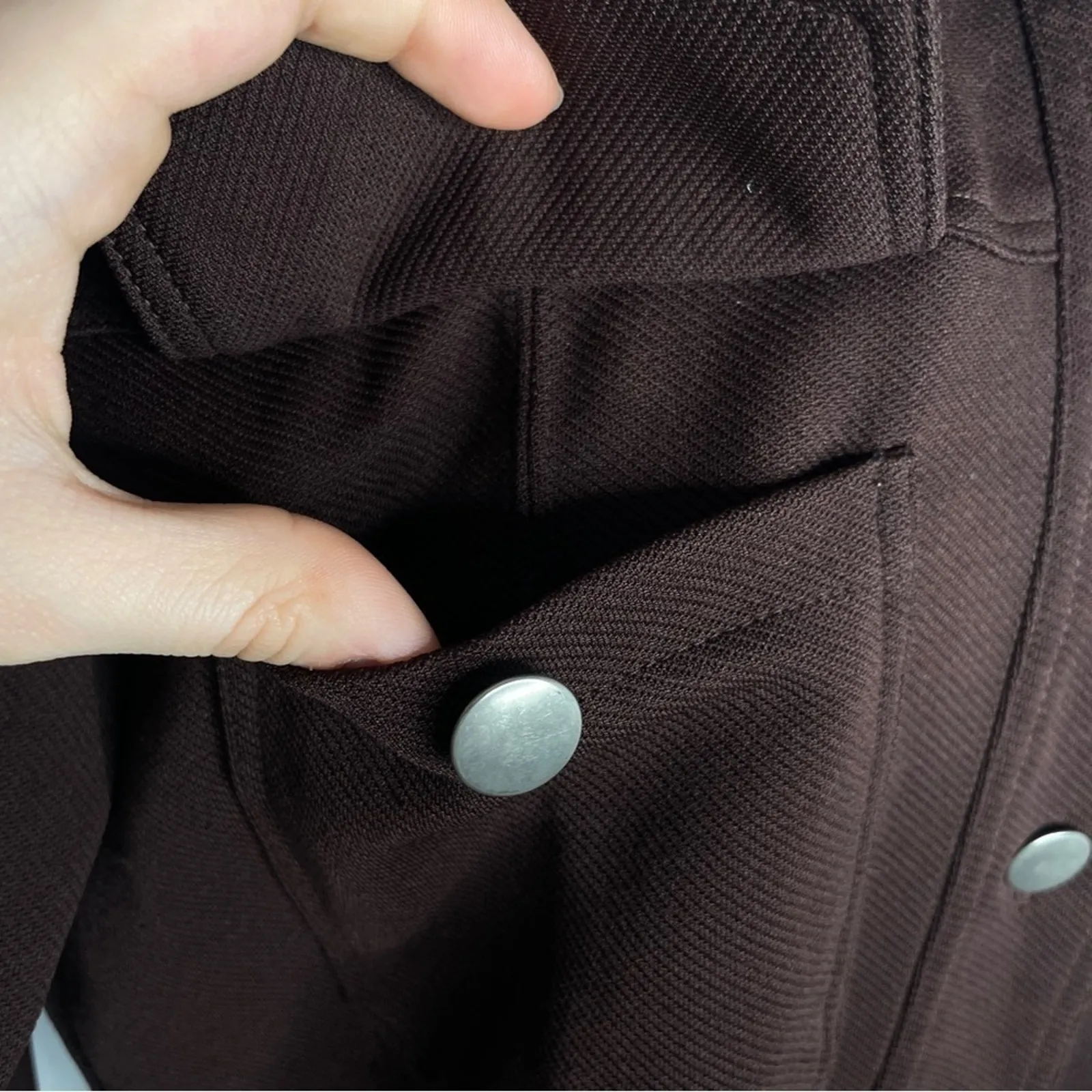 FREE PEOPLE Vintage Brown Jacket Womens Small Neutral Indie Sleaze Grunge Goblin - Image 4