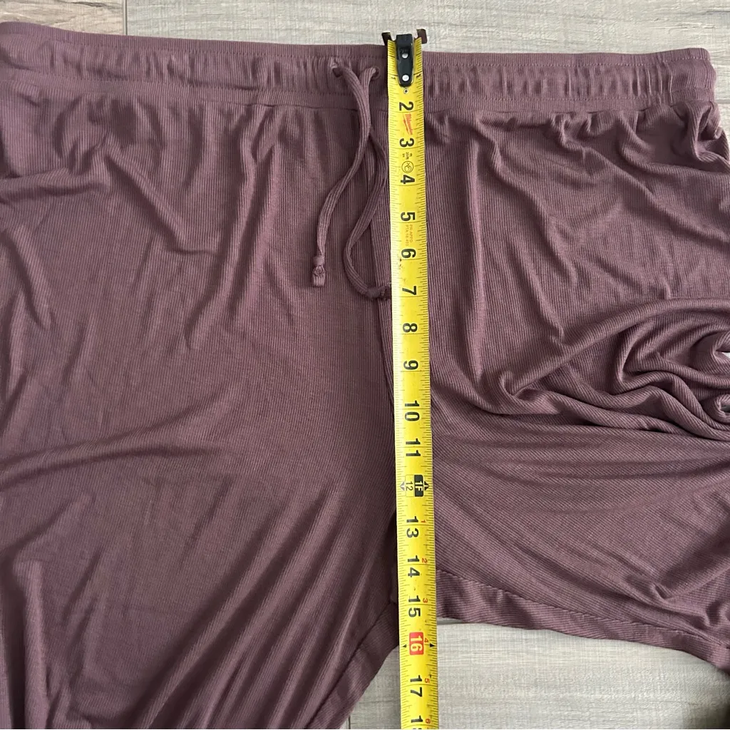 NUUDS Ribbed High Rise Wide Leg Ribbed Pajama Lounge Pants Chocolate Brown XXL - Image 9