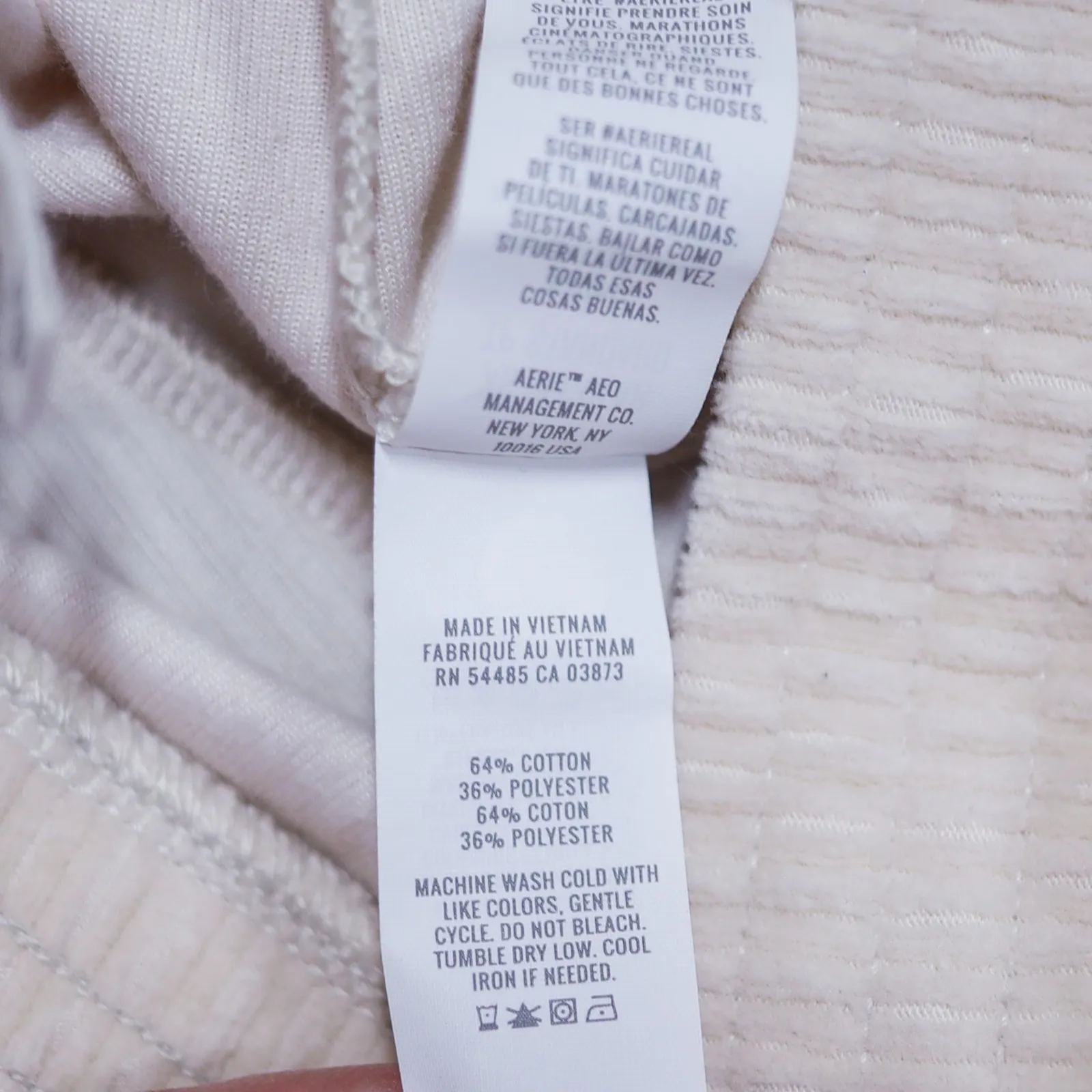 Aerie Cream Corduroy Flare Pants XS Pull On Stretch Comfy Casual Clean Girl - Image 10