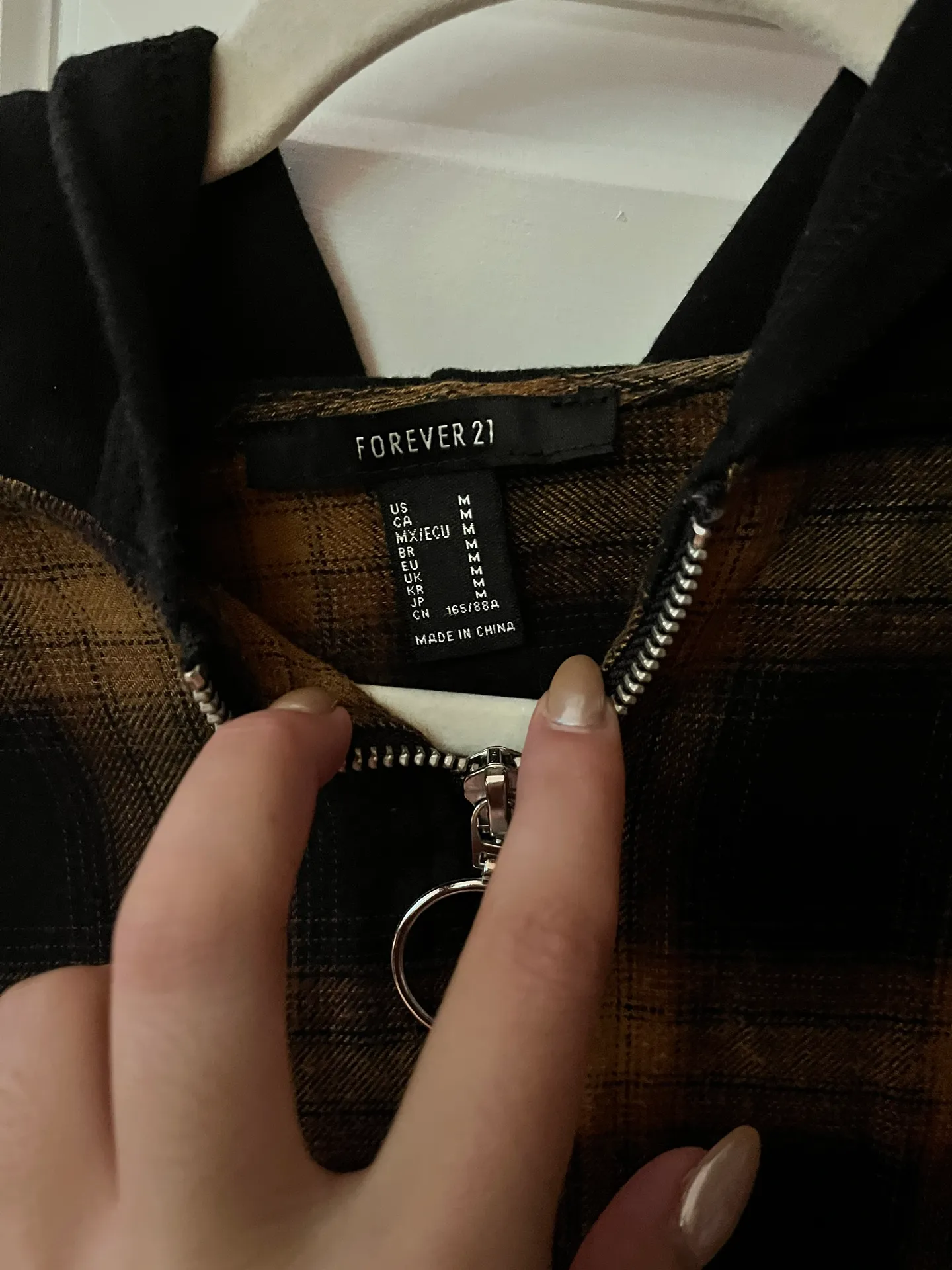 Cropped Flannel Hooded Zip Up - Image 2