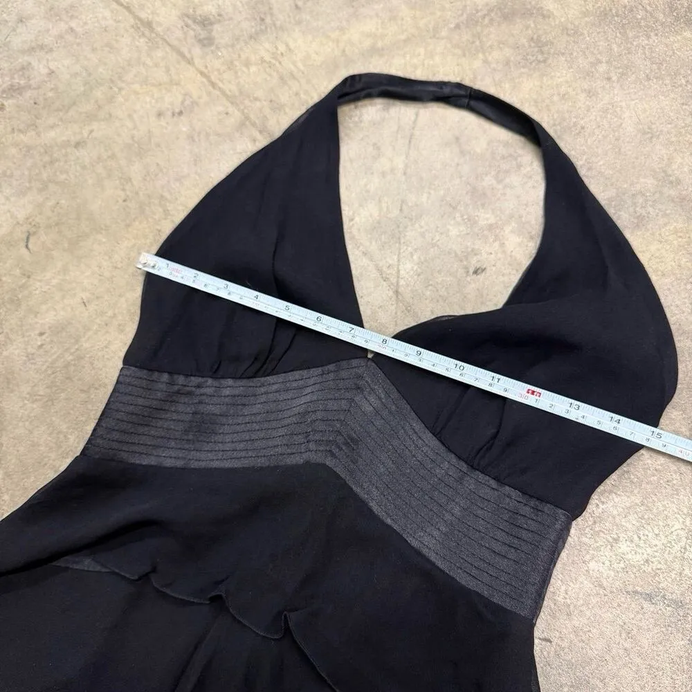 Vintage Laundry by Shelli Segal y2k silk coquette halter ruffle dress - Image 4