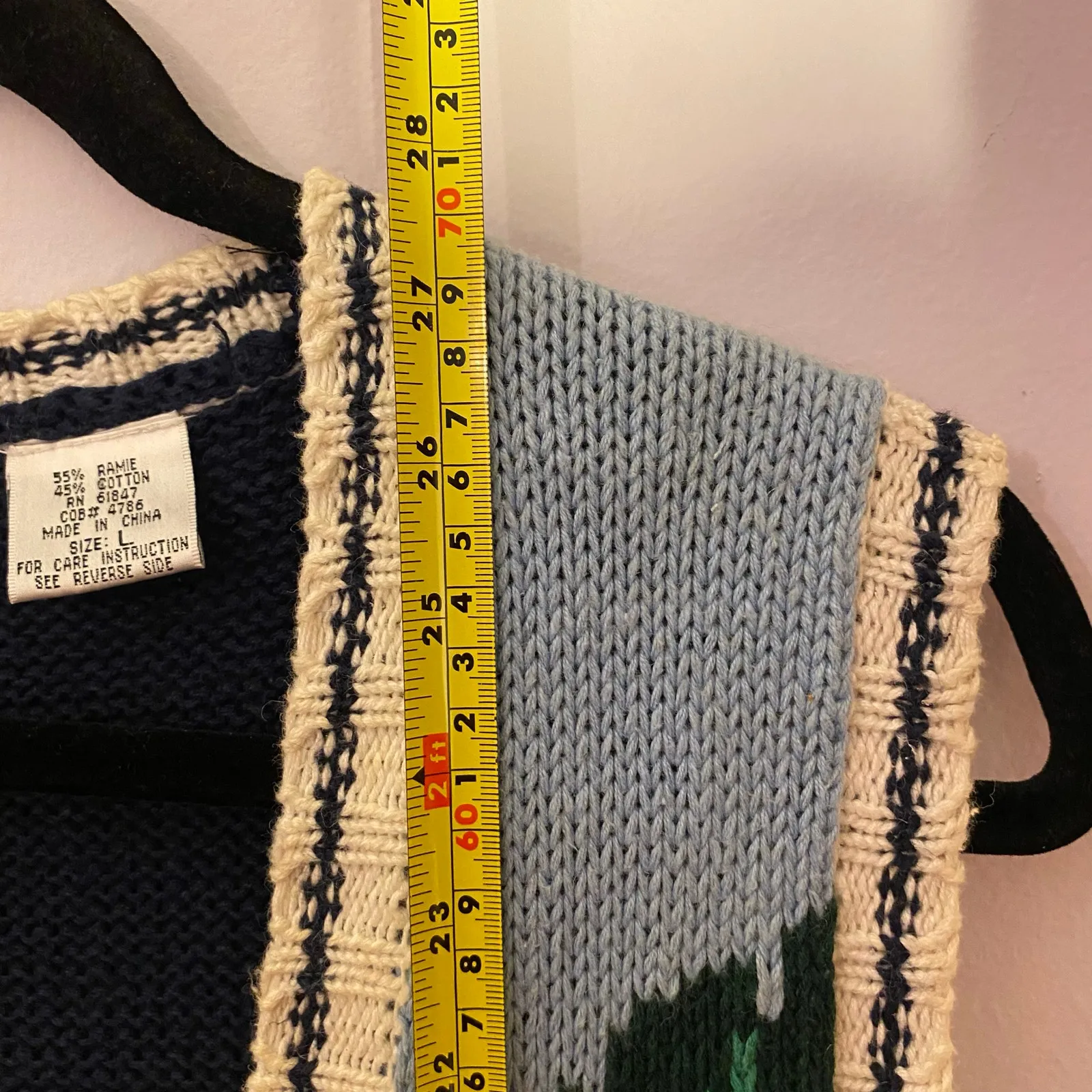 Alexandra Bartlett Vintage Golf Knit Sweater Vest Retro Women's size Large Blue - Image 10